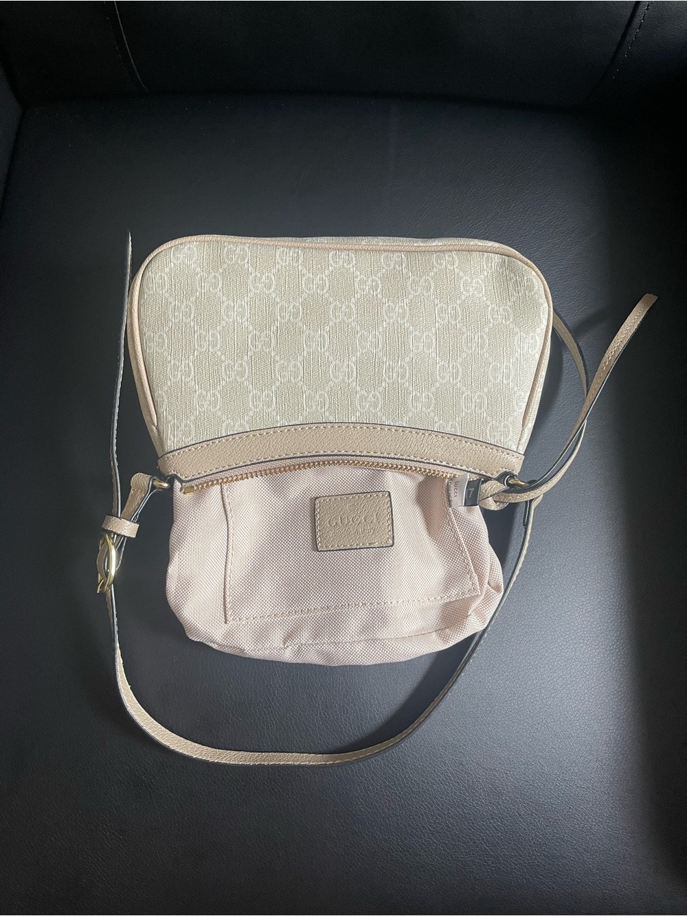 Beige Monogram Shoulder Bag with Gold Hardware - Picture 3 of 5